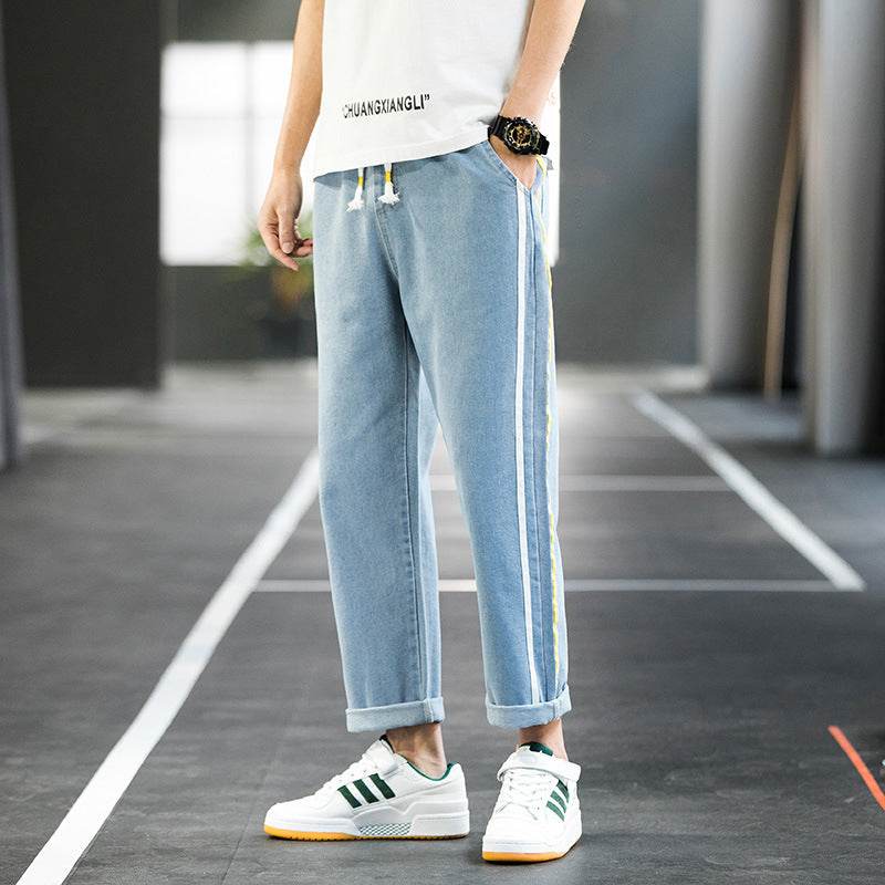 Men Casual pants Denim Jeans trousers, wide-leg pants