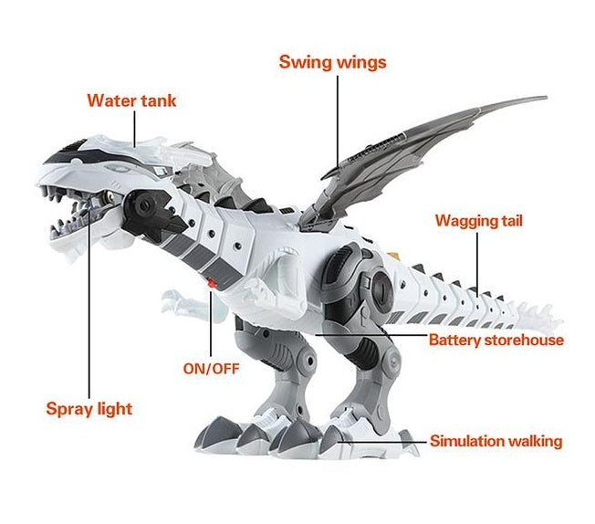 Intelligent Robot Toy Dinosaur with Spray Mist, Sound & Light