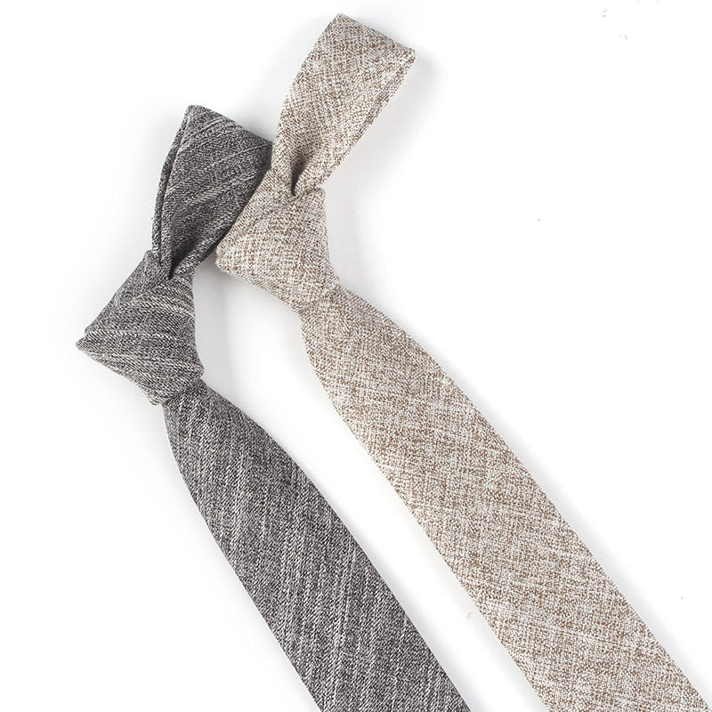 Men's Slim 6cm Cotton Necktie – Solid Color Arrow Tie for Business & Formal Wear | Canada & USA