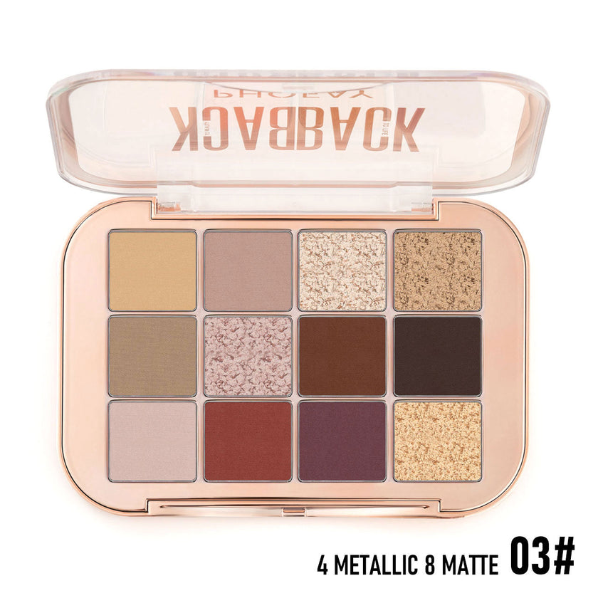 PHOFAY 12-Color Eyeshadow Palette – Matte & Shimmer Blendable Shades (4 Colour Sets)