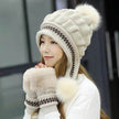 Women Cozy Knit Fleece-Feel Beanie With Ear Flaps Winter Hat Perfect For Skiing & Outdoor Activities