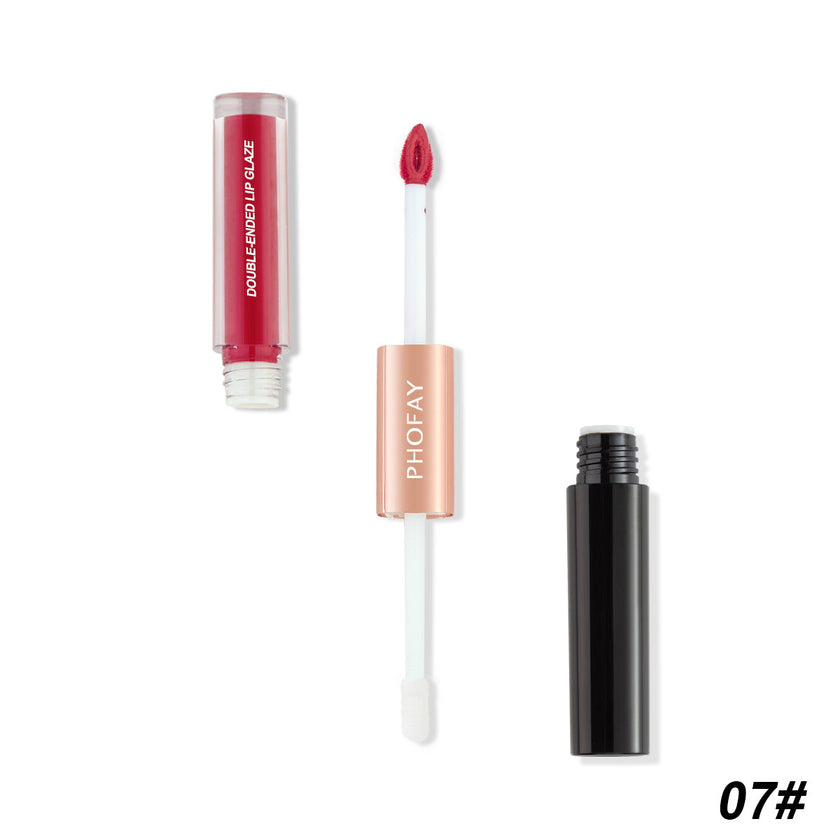 Double-Head Non-Stick Lip Gloss – 8 Shades + Full Set | Long-Lasting Colour