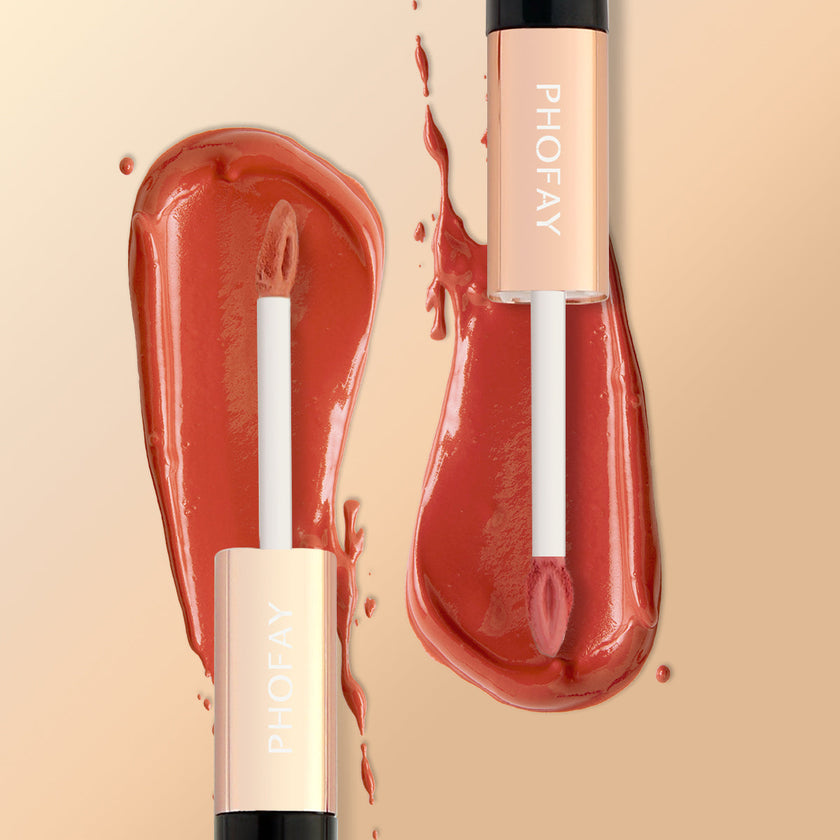 Double-Head Non-Stick Lip Gloss – 8 Shades + Full Set | Long-Lasting Colour
