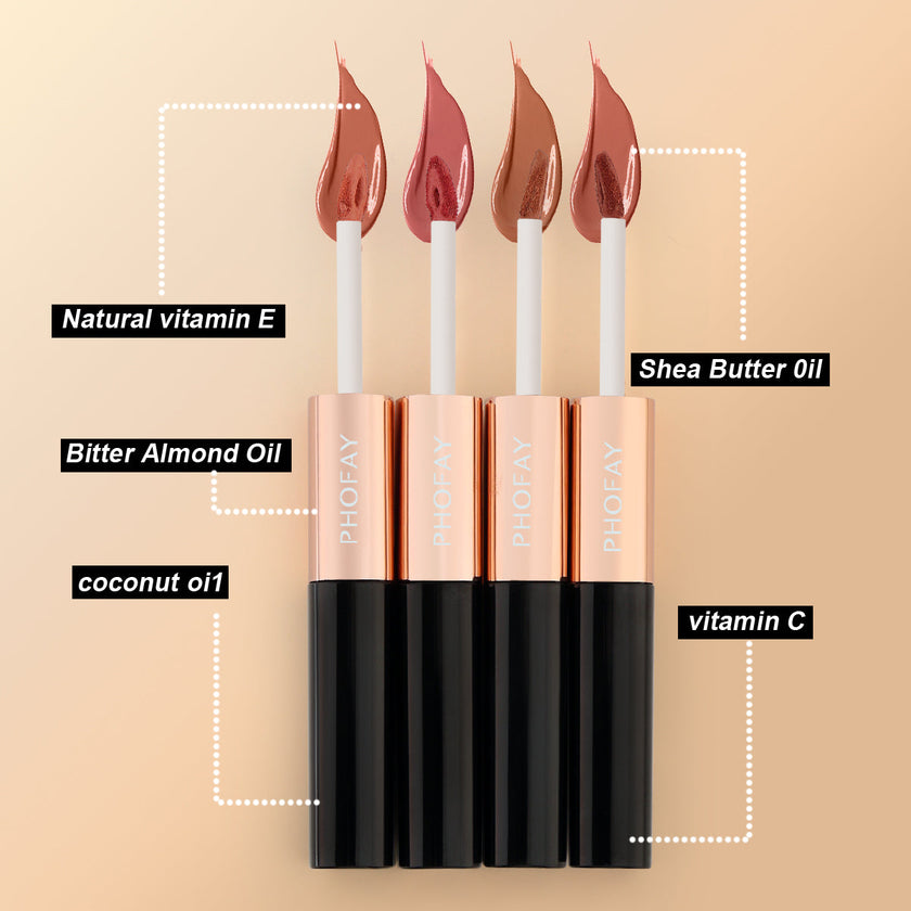 Double-Head Non-Stick Lip Gloss – 8 Shades + Full Set | Long-Lasting Colour