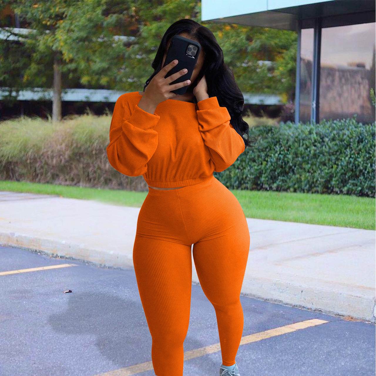 Ladies Autumn 2pcs Athleisure wear Outfit set