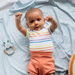 Baby Short Sleeve Bamboo Onesie | Orange Smilies
