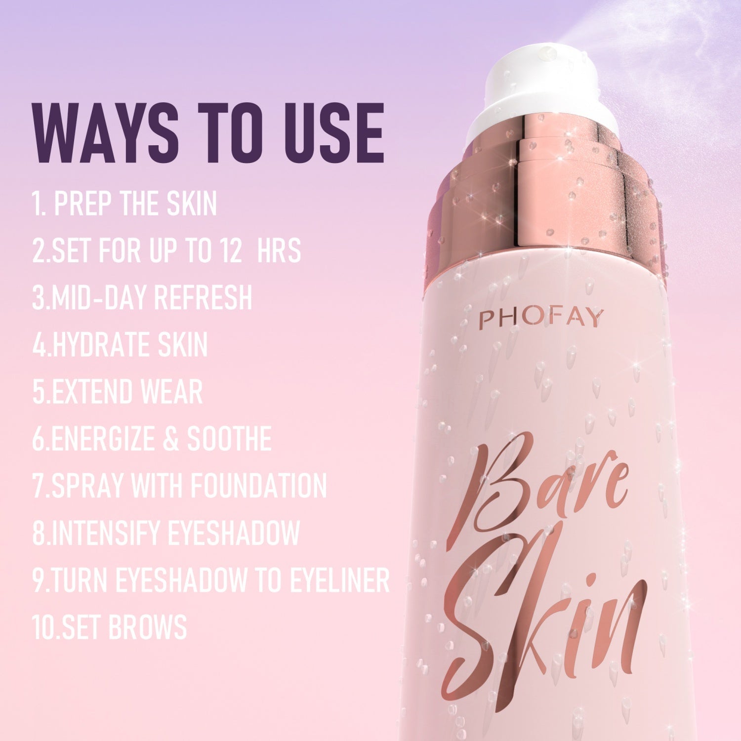 PHOFAY Moisturizing Setting Spray – Long-Lasting Makeup Fixer & Hydrating Mist (100ml)