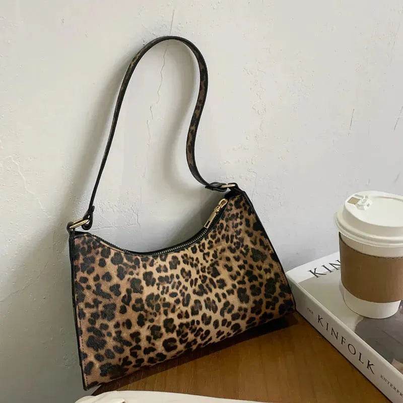 Fashionable Leather Small Leopard Print square underarm bag