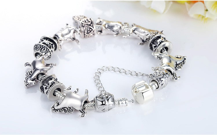 DIY Silver Horse Charm Bead Bracelet For Ladies – Pandora-Style Chain