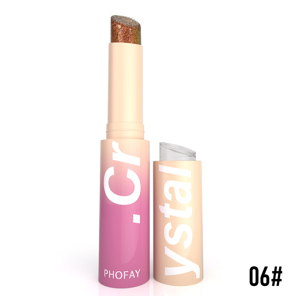 PHOFAY Crystal Jelly Highlight Stick – Shimmer Eyeshadow, Highlighter & Lip Balm (6 Shades)