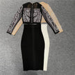 2-Piece Beaded Mesh Long-Sleeve Top and Midi Pencil Skirt Work Set