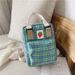 Fashion Mini Cartoon Plaid Children's Backpack – Cute Strawberry Canvas Bag for Kids