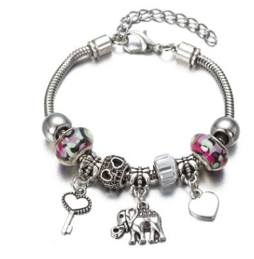 Elephant Charm Bracelet – Alloy Boho Jewelry for Women in 6 Colors (Pink, Blue, Red & More)