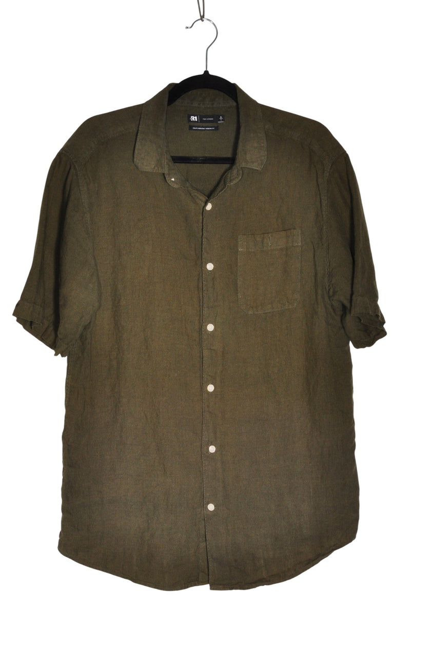 SIMONS Men Button Down Tops Regular fit in Green - L