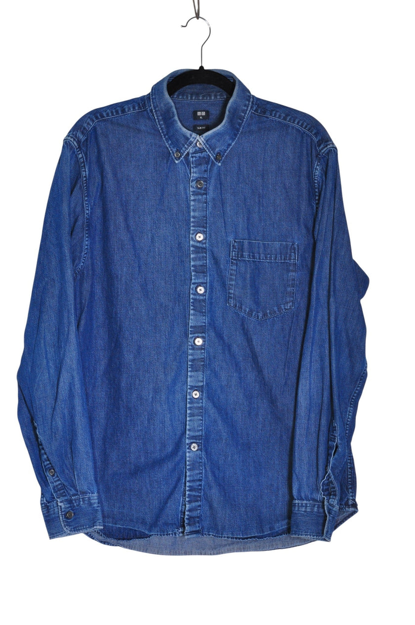 UNIQLO Men Denim Tops Regular fit in Blue - XL