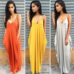 Plus size summer maxi dress beach vacation resort dress with pocket