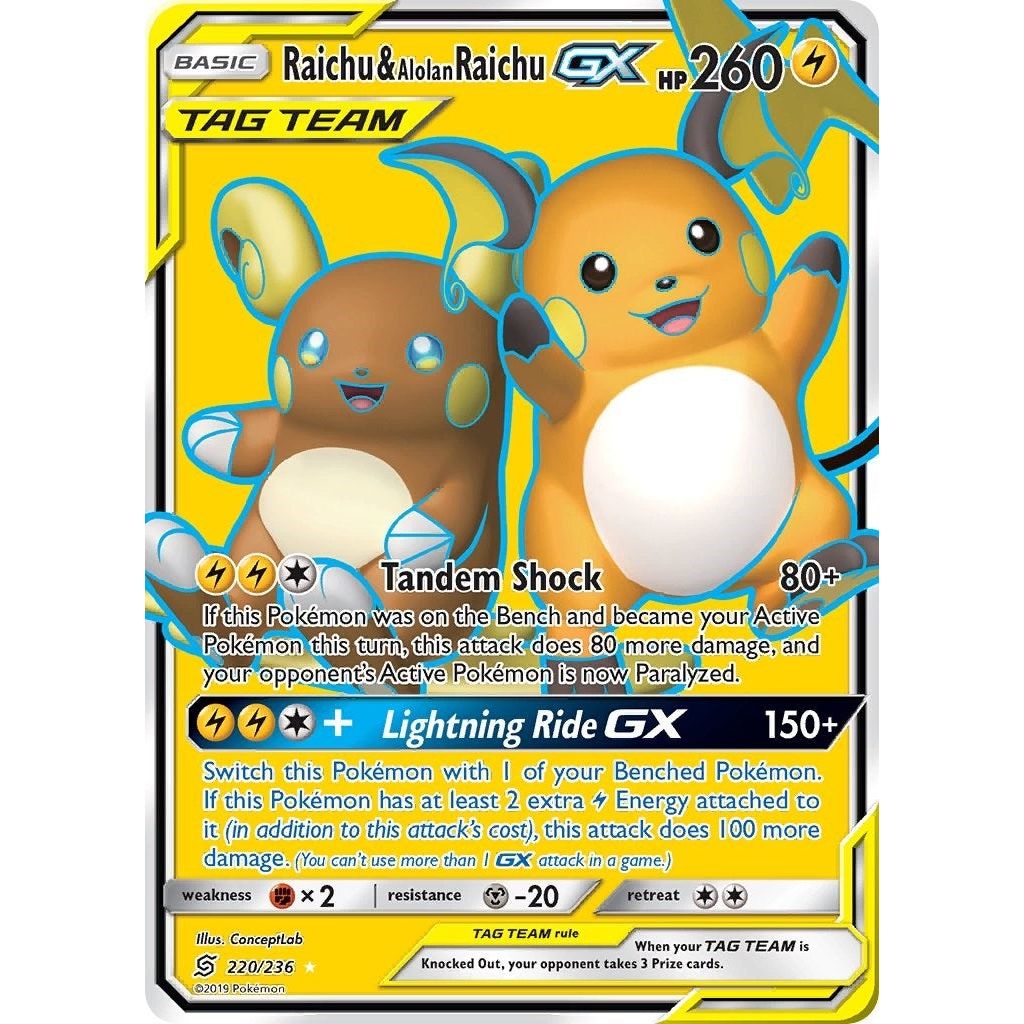 Raichu & Alolan Raichu GX (Full Art) (220/236) (SM11)