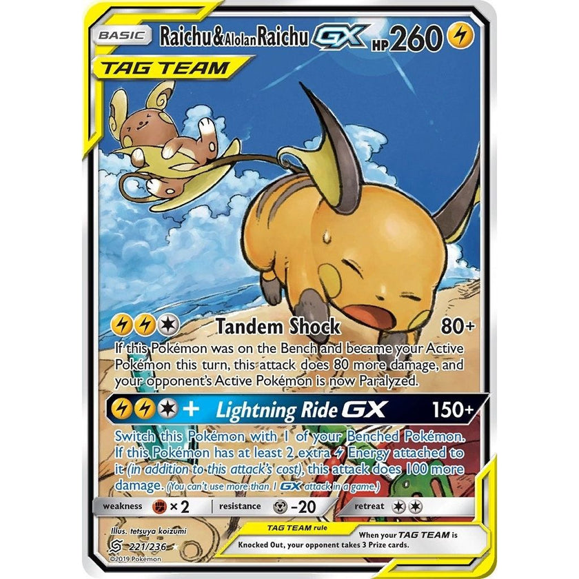 Raichu & Alolan Raichu GX (Alternate Full Art) (221/236) (SM11)