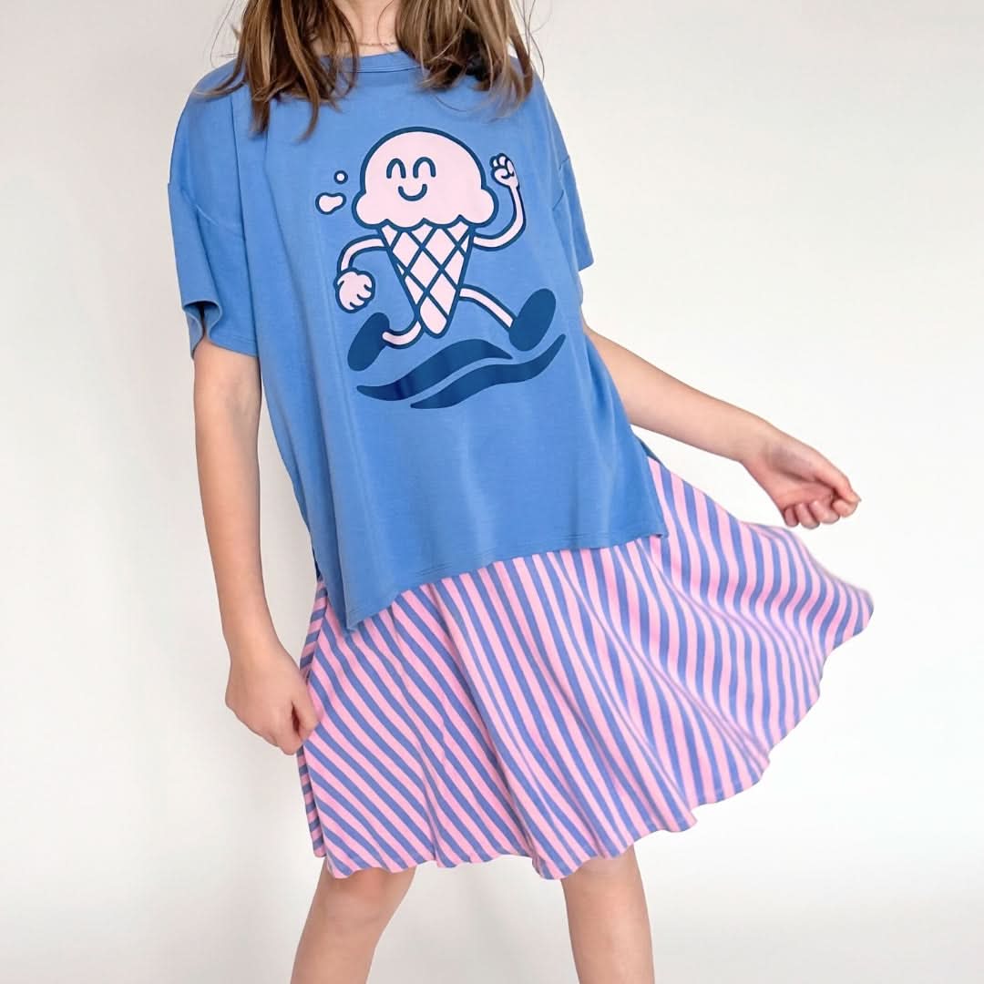 Youth Bamboo Graphic Oversized T-Shirt | Flower Child On Taffy Pink