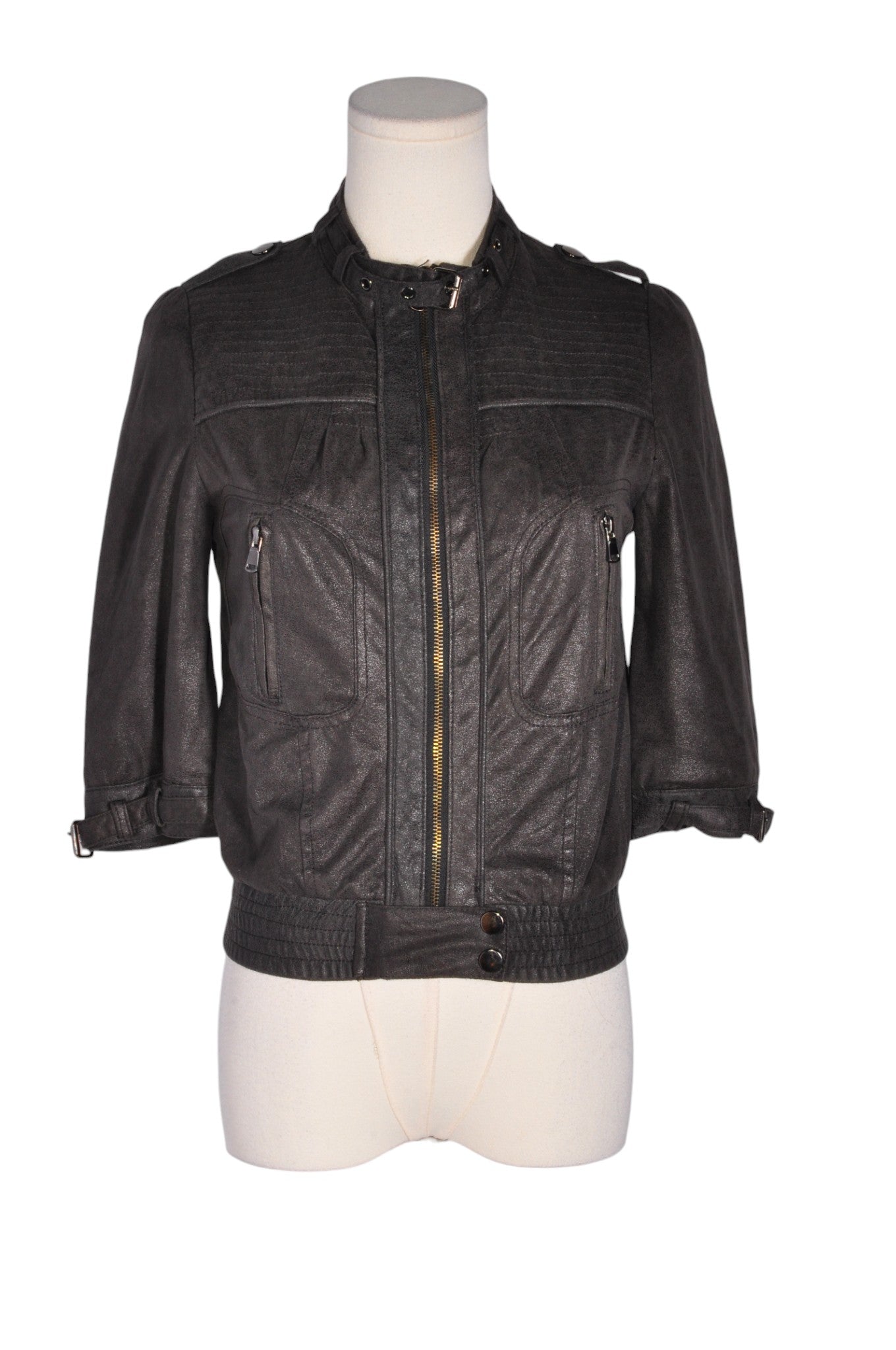 ZARA Women Leather Jackets Regular fit in Black - XS