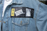 Denim Loose Jacket Women Stylish Graffiti Patch Design