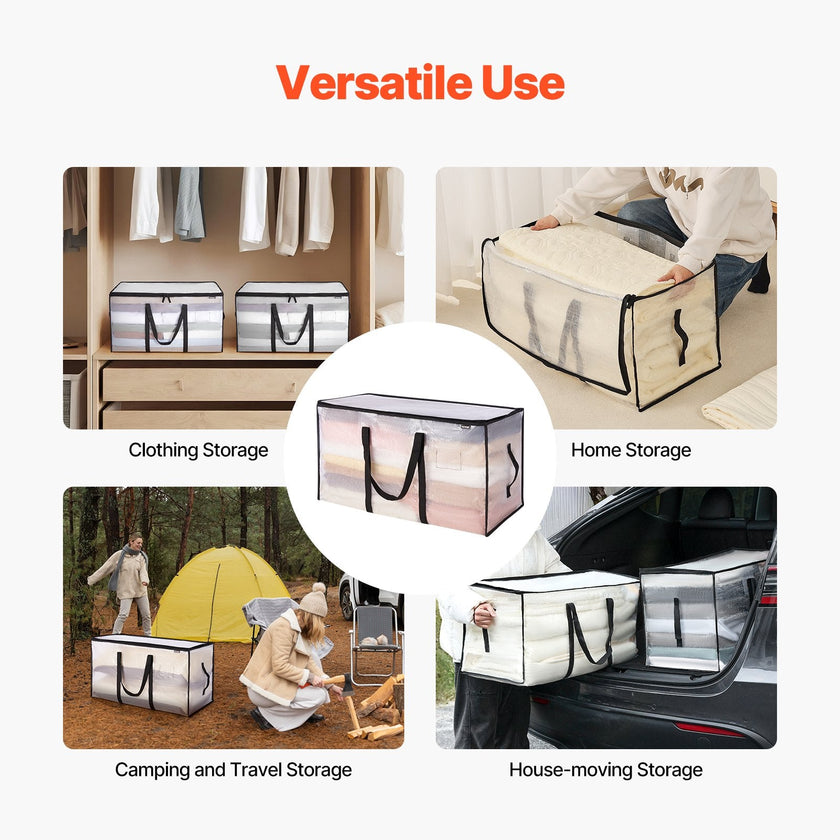 90L Blanket and Comforter Storage Bags, 6-Pack, Foldable, Reinforced Handles, Closet Organiser