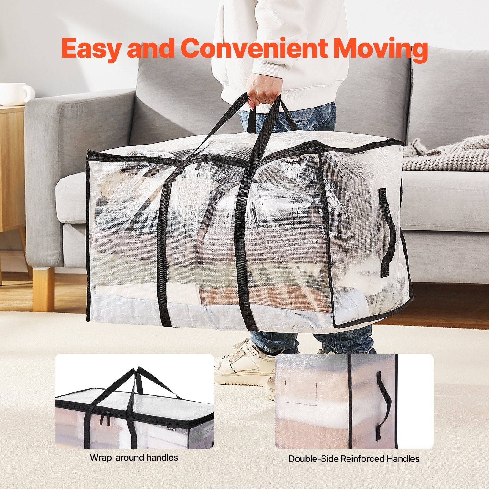 90L Blanket and Comforter Storage Bags, 6-Pack, Foldable, Reinforced Handles, Closet Organiser