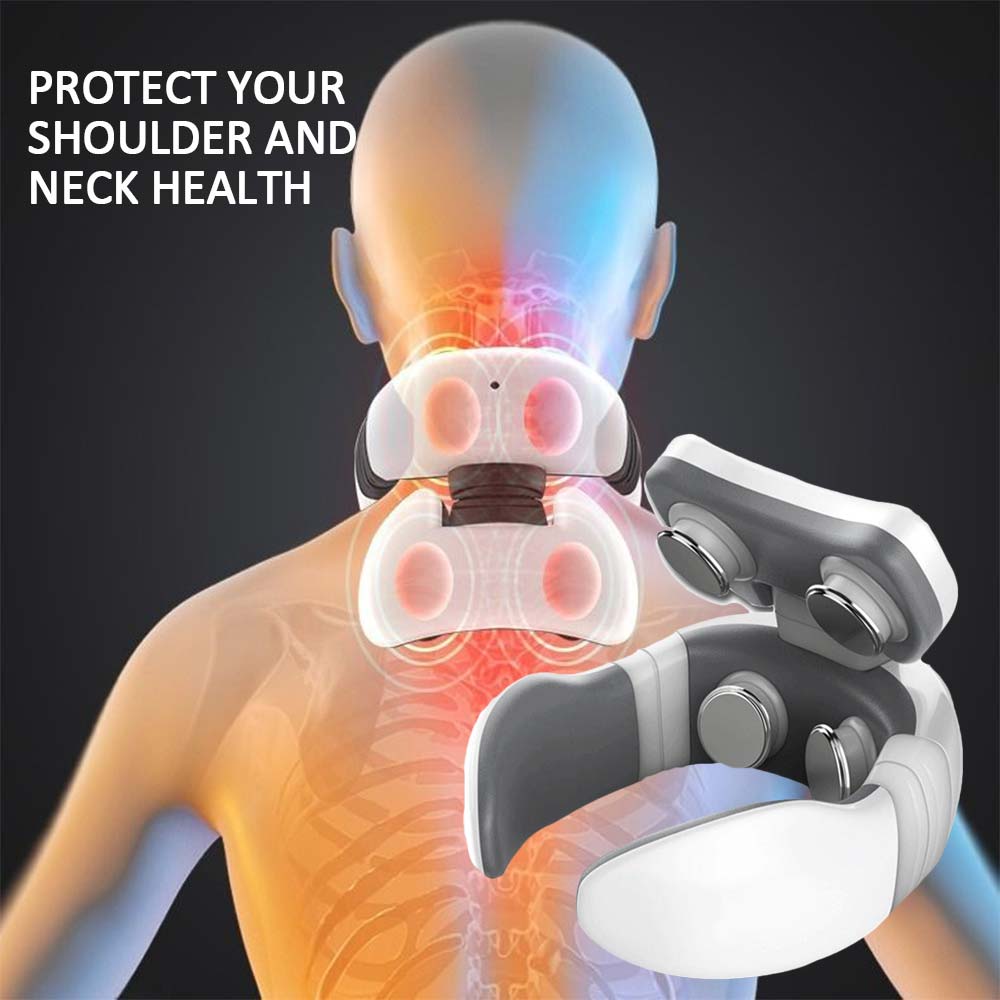 Smart Electric Pulse Neck & Back Massager – 4-Head Pain Relief Device with Heat