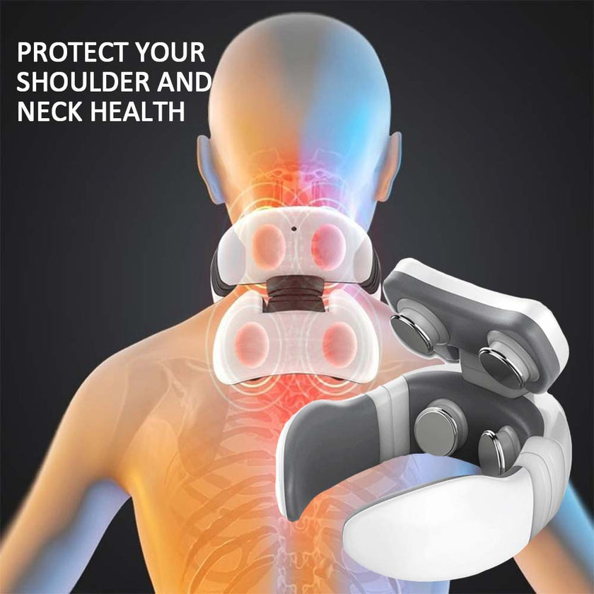 Smart Electric Pulse Neck & Back Massager – 4-Head Pain Relief Device with Heat