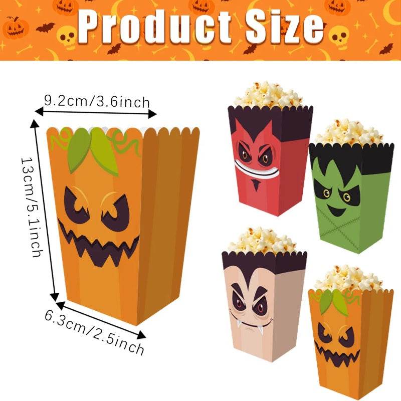 12 Pieces Halloween Popcorn Box Halloween Party Favor Snack Treat Boxes Candy Cookie Container Decorations Gifts For Popcorn Sales Halloween Party Favor Supplies