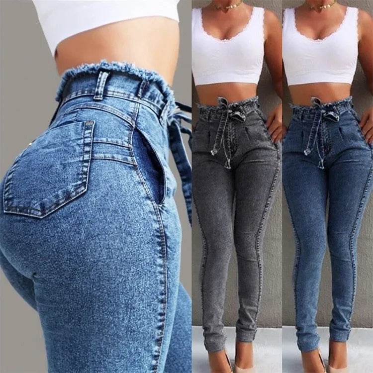 High Waist Fringed jeans Bootcut Pant for Women