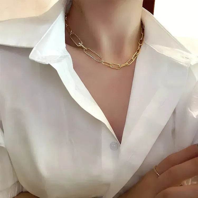 Cold Wind Zircon Gold Chain Necklace for women