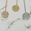 Arabic Calligraphy Belief Pattern Round Card Hollow Text Necklace