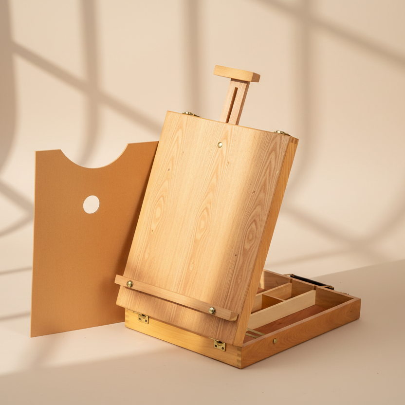 Tabletop Easel with Sketch Box and Wooden Palette - 13