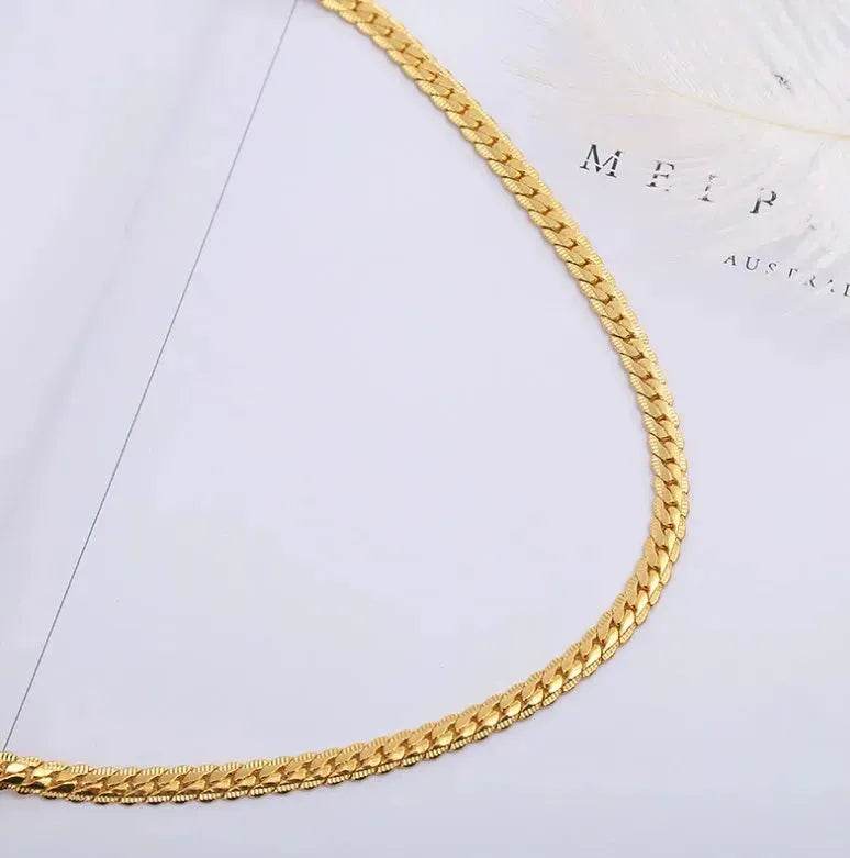 Men Necklace Gold Tone Snake Chain
