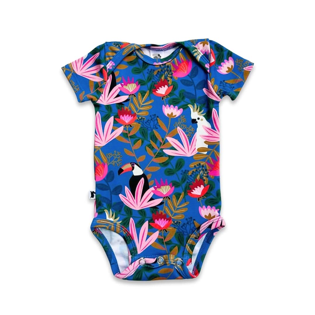 Baby Short Sleeve Bamboo Onesie | Paradise Floral