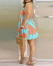Printed Dress Summer Off-Shoulder Hanging Neck Sleeveless Sexy Dresses Women