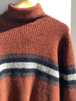 Y2K Rust Striped Turtleneck Sweater