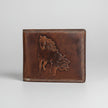 Men’s Genuine Cow Leather Bifold Wallet. Embossed Horse Design with RFID Protection