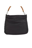 GUCCI Vintage Bamboo Shoulder Tote Bag Nylon Leather Black 7752K