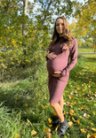 Chocolate Brown Ruffle Maternity Dress