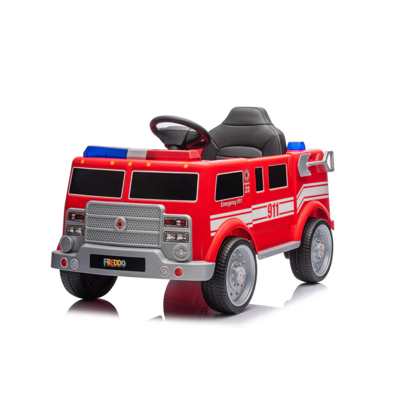 Voiturette électrique pour enfant 2025, modèle camion de pompier 12V DELUXE, avec télécommande.