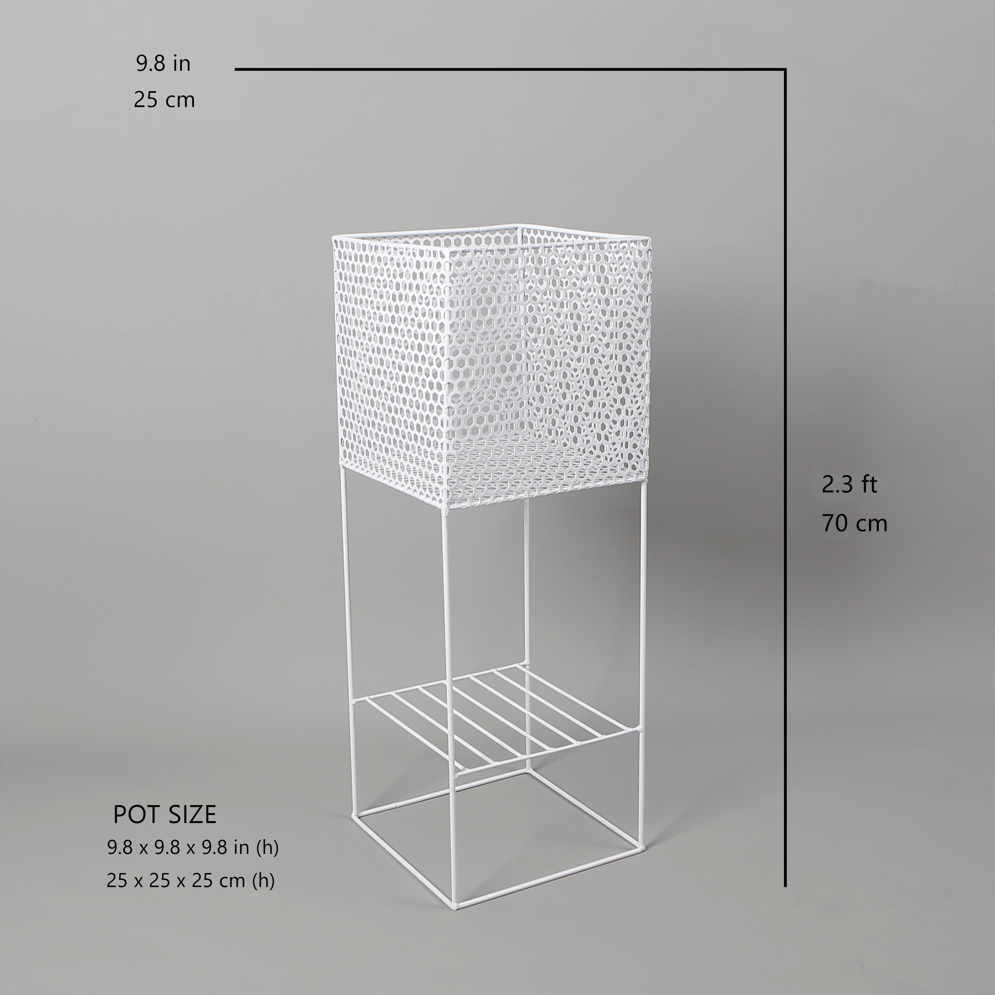Salma White Raised Metal Pot Planter 2.3’