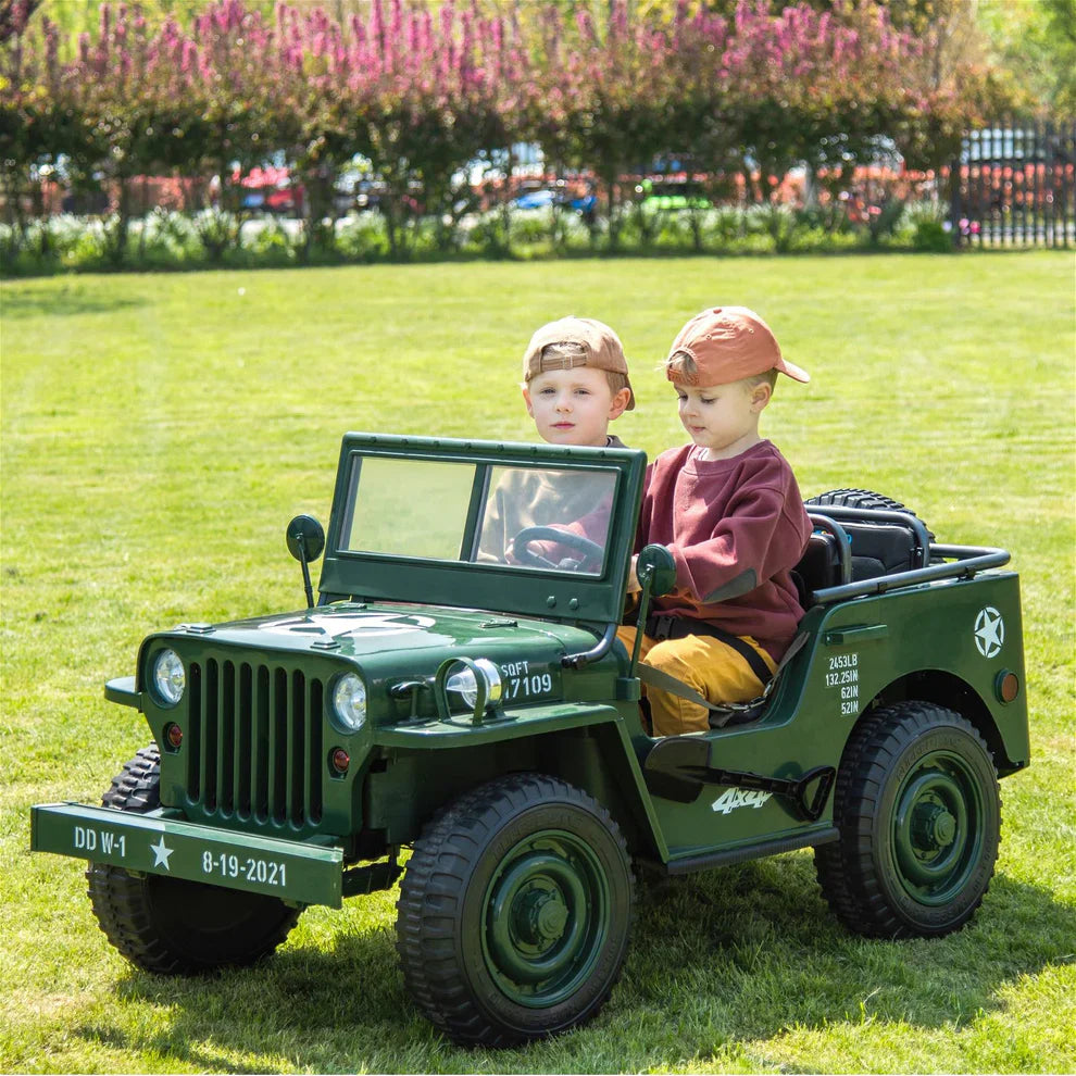24V Army Jeep 3 Seater DELUXE Kids Ride On Car with Remote Control