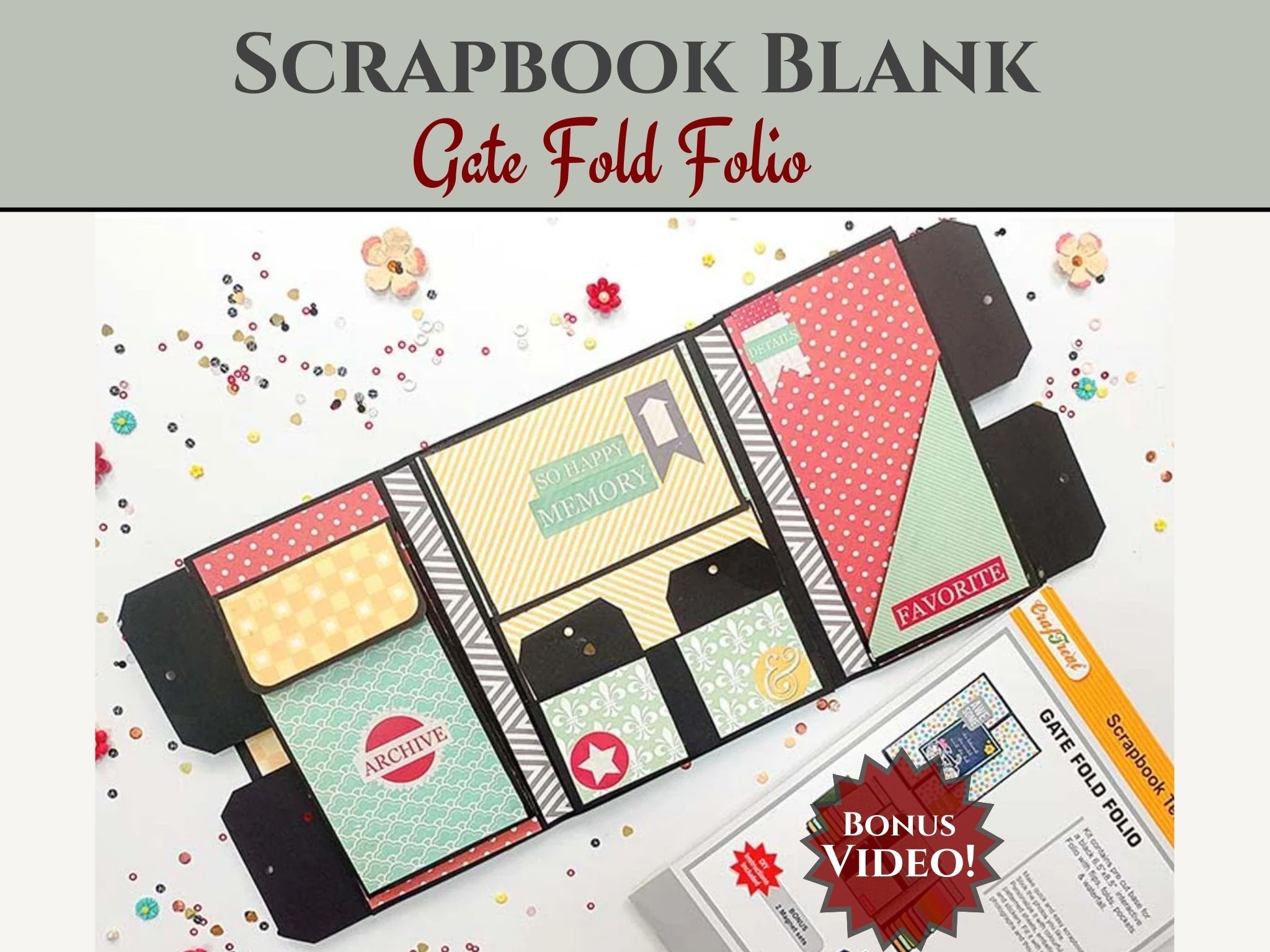 CrafTreat Scrapbook Blank Precut Album Base - Gate Fold Folio - White
