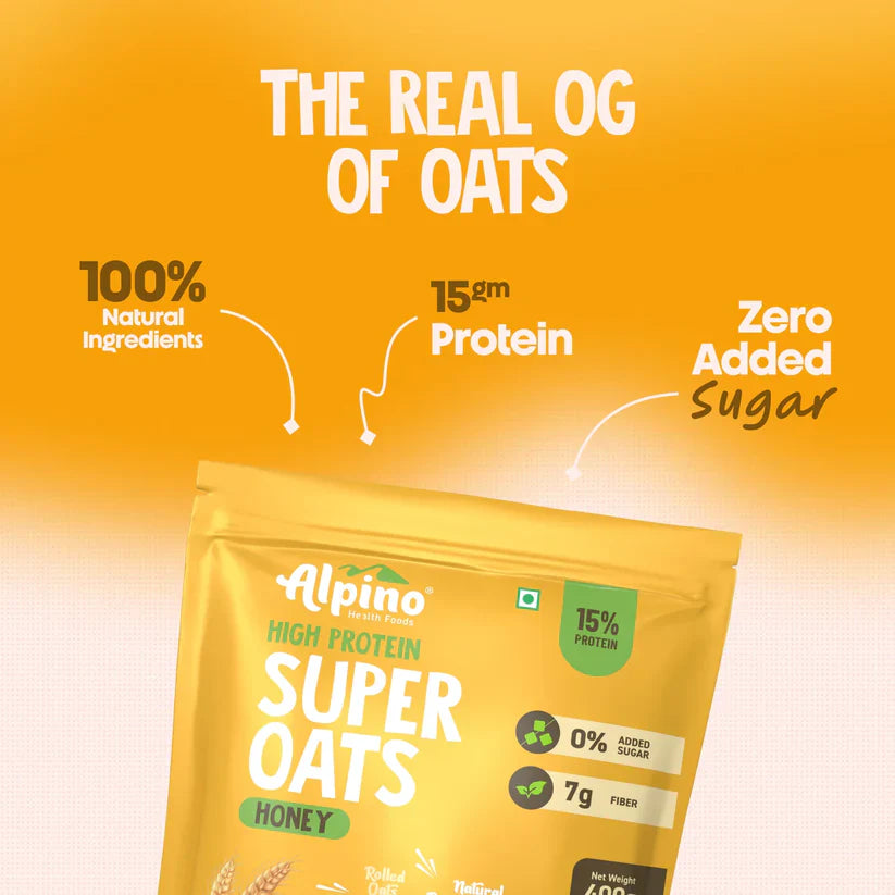 Avoine super-roulée à haute teneur en protéines, miel, beurre de cacahuète naturel et miel – 15g de protéines, salé, sans gluten.