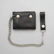 Men’s Black Leather Trifold Chain Wallet
