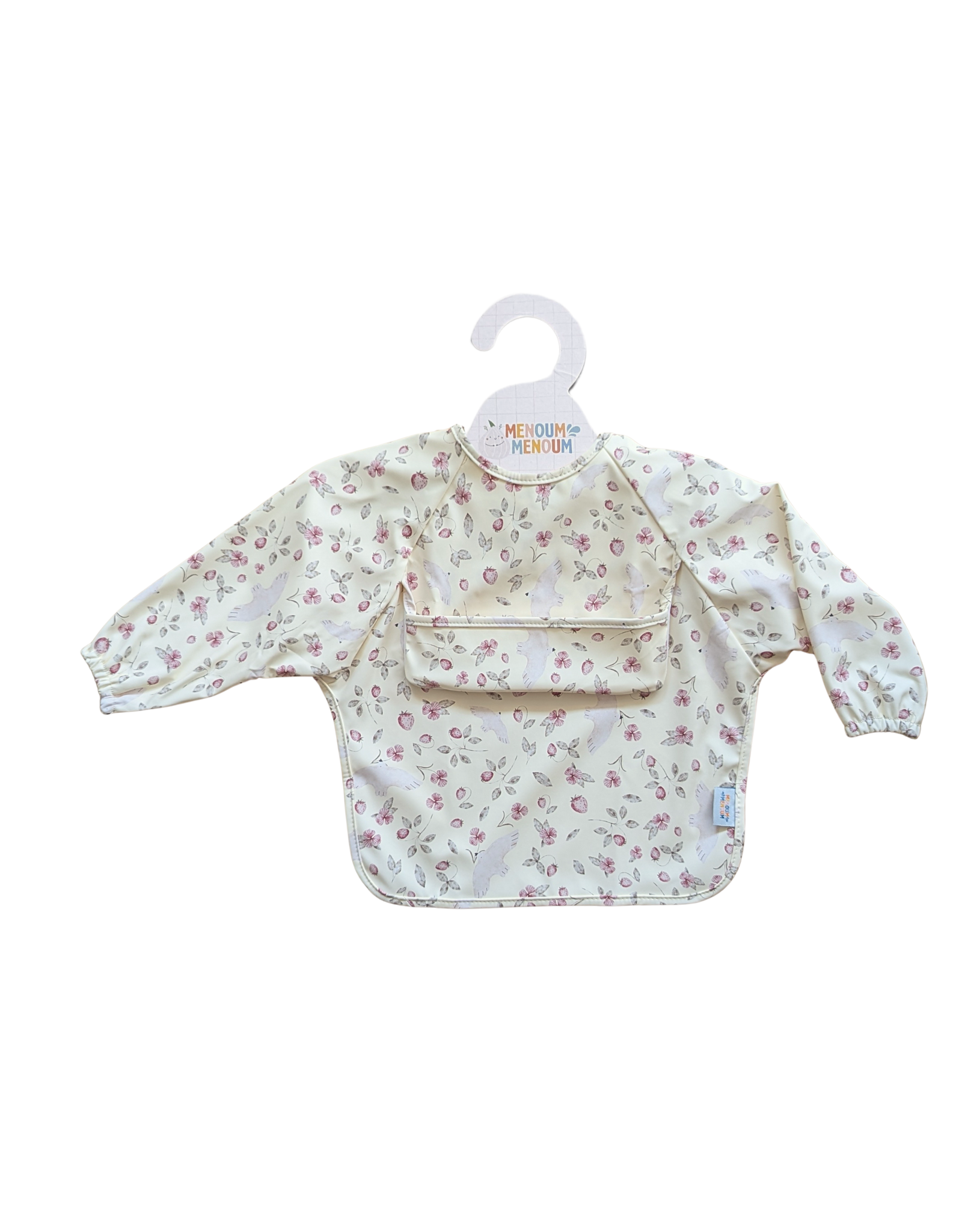 Long-sleeved bib - Flowers and birds - Menoum