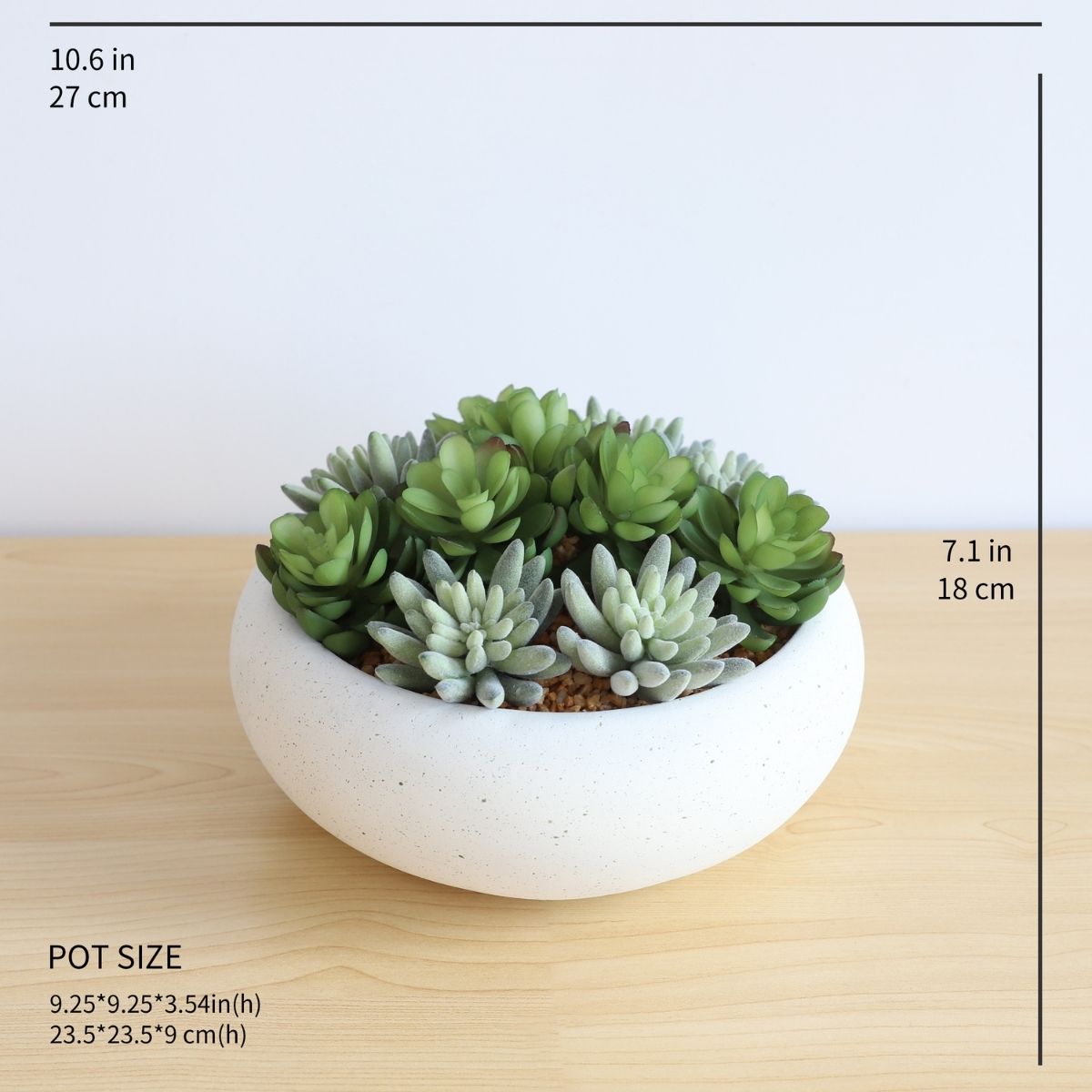Zed Faux Succulent Arrangement in Low White Pot 7.1