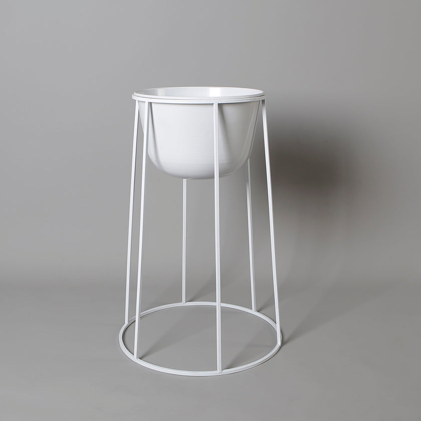 Fazel White Raised Metal Pot Planter 2’